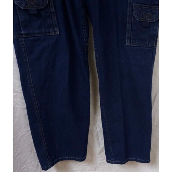 Boulder Creek Trading Company 34-38 Dark Wash High Rise Cargo Jeans 30" Inseam - Picture 3 of 15
